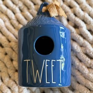 Rae Dunn Blue White Round TWEET 8” High Ceramic Birdhouse